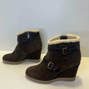 Aquatalia suede wedge booties